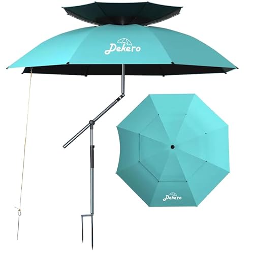 Dekero 240cm Strandschirm Windfest Stabil,UV 50 Mit Erdspieß Sonnenschirm Strand von Dekero
