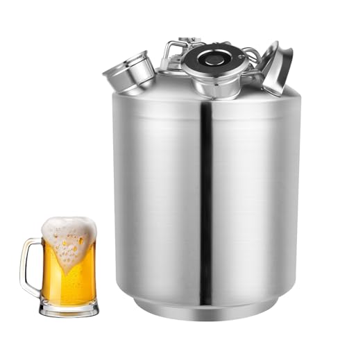 Dekltus 10L Bierreinigungsfass Rostfreier Stahl Bierreinigungsdose Beer Cleaning Keg 3-Kopf Reinigungsbehälter Reinigen Edelstahl Beer Cleaning Can Stainless Steel von Dekltus