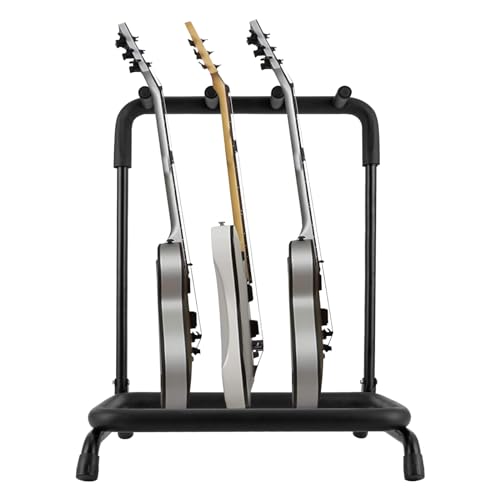 Dekltus 3 Fach Gitarrenständer, Mehrfach Gitarrenhalter, Faltbar Universal Tragbar Schwarze Gitarrenhalterung Polsterung für Akustikgitarre Westerngitarre E-Gitarren -50×41×66.5cm von Dekltus