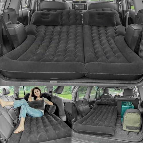 Dekltus Auto Luftmatratze SUV Auto Matratze Camping Aufblasbare Matratze Bewegliche Dickere Luftbett Auto Matratze mit 2 Kissen und Pumpe für Reisen Camping Outdoor Aktivitäten (Schwarz) von Dekltus