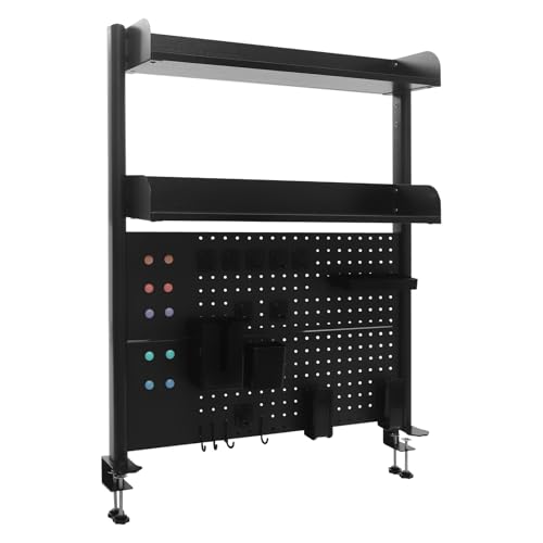 Dekltus Computer-Schreibtisch-Bücherregal, 2-Tier Schreibtisch Organizer, Schreibtisch Pegboard Regal für Arbeitszimmern, Schlafsälen, Küchen, Schlafzimmern, Wohnzimmern Dekltus Computer-Schreibtisch-Bücherregal, 2-Tier Schreibtisch Organizer, Schreibtisch Pegboard Regal für Arbeitszimmern, Schlafsälen, Küchen, Schlafzimmern, Wohnzimmern von Dekltus