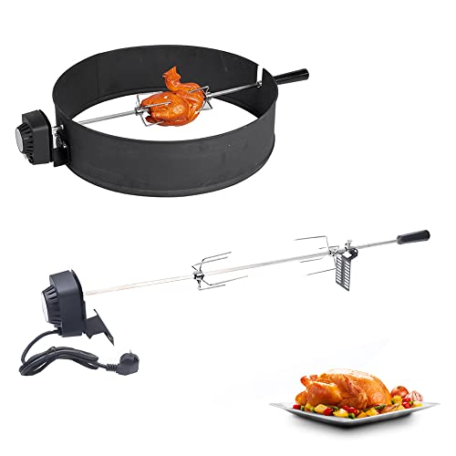 Dekltus Elektrischer BBQ Drehspieß Grillspieß Set, 104cm Edelstahl Drehspieß Drehspiess mit 2X Gabel Fleischklammer,Griffstück und Motor, Universal Grillspiess für Gas- und Elektrogrills von Dekltus