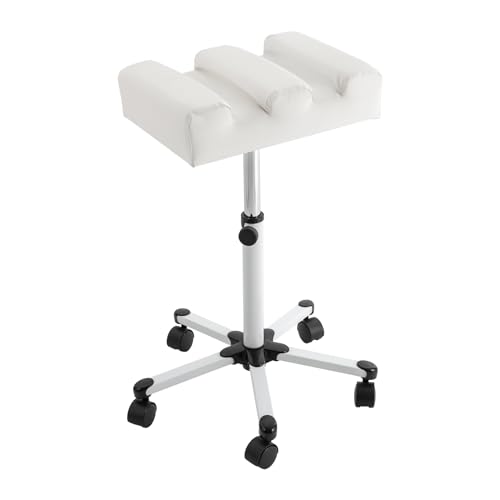 Dekltus Fußpflegestuhl, Pediküre Stuhl mit 5 Universalrädern, Verstellbarer Höhe (50-70cm) - Max. Belastbarkeit 5kg, Beinstütze Fußpflege der Maniküre und Pediküre zu Helfen (Weiß) von Dekltus