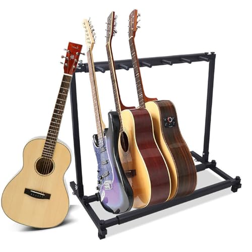 Dekltus Gitarrenständer 5-Fach Multifunktion Gitarrenhalter,Universal Tragbar Gitarrenständerhalter Mehrsitziger Gitarren Display Ständer für Akustik, E-Gitarre, Akustikbass, Gitarrensammler Geschenk von Dekltus