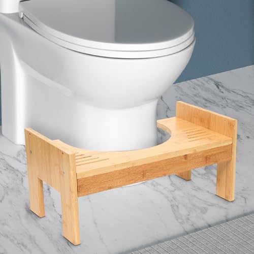 Dekltus Toilettenhocker aus Bambus,Toilettenhocker Holz klohocker Erwachsene WC Hocker Holz Höhenverstellbar für Gegen Hämorrhoiden Verstopfung Blähungen von Dekltus