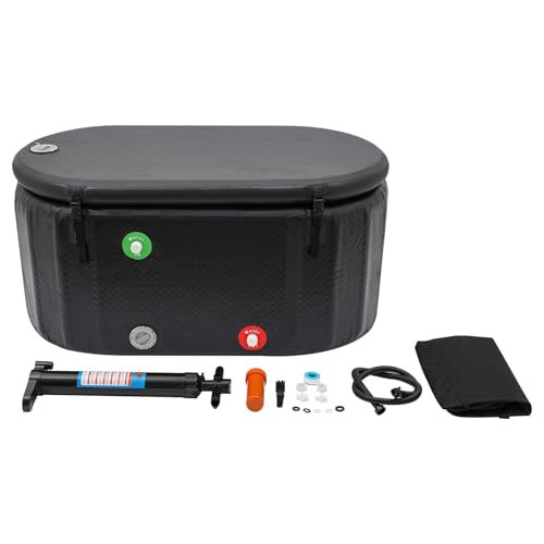 Eisbad Eisbaden Tonne, 275L Aufblasbare Badewanne mit Tragetasche, Aufblasbare Pumpe und Klebeband, Faltbare Badewanne Erwachsene für Kaltwassertherapie 132 x 70 x 54cm von Dekltus