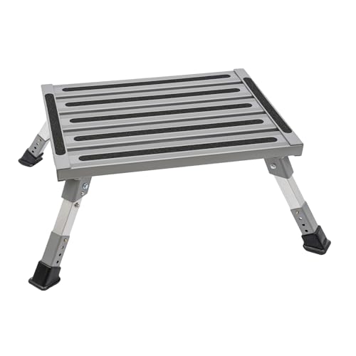 Trittstufe Wohnmobil, Aluminium Klapptritt bis 150kg, Höhenverstellbar 18.5cm-22.5 cm Tritthocker für Camping/Autowäsche/Küche/Bad von Dekltus