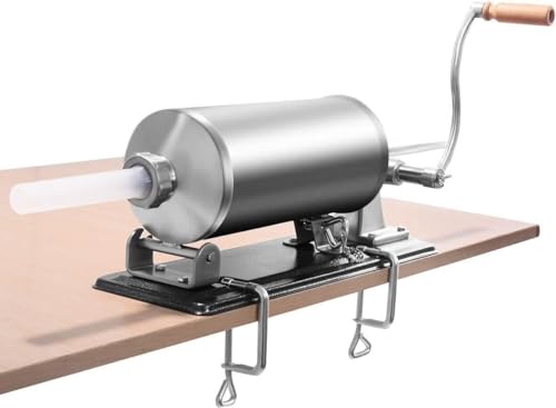 Wurstfüller aus Edelstahl, 3L Wurstfüllmaschine Wurstmaschine Manuell Fleischfüllung Küche Machine mit 4 Füllrohre für verschiedenen Größen von Würsten von Dekltus