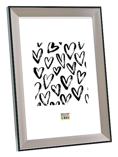 Deknudt Frames Bilderrahmen mit Aufsteller Größe (Bild): 30 cm H x 24 cm B, Farbe: Silber/Schwarz von Deknudt Frames