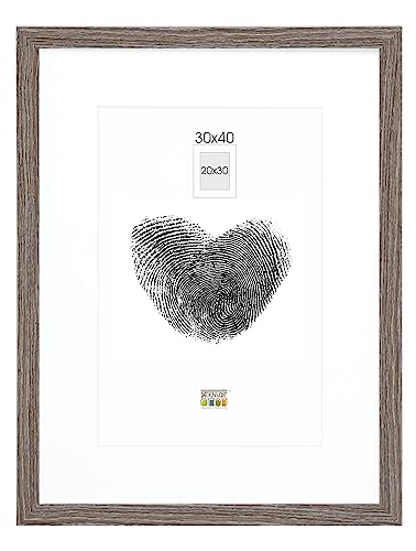 DEKNUDT FRAMES Bilderrahmen mit Passepartout - Grau Holzfarbe - S66KH3 P1 30x40cm für Bild 20x30cm - Bilderrahmen Holz MDF - Bilder aufhängen DEKNUDT FRAMES Bilderrahmen mit Passepartout - Grau Holzfarbe - S66KH3 P1 30x40cm für Bild 20x30cm - Bilderrahmen Holz MDF - Bilder aufhängen von DEKNUDT