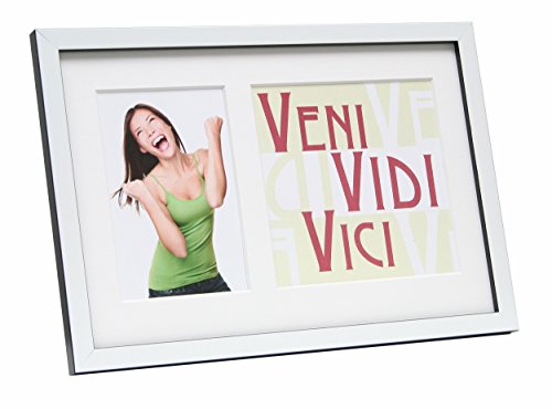 Deknudt Frames Bilderrahmen mit Ausdruck: Veni vidi vivici 10 x 15 cm + 15 x 15 cm (20 x 30 cm), Holz, Schwarz, 20x30 von Deknudt Frames