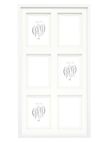 Deknudt Frames - Collage-Rahmen für 6 Bilder - Weiß - mit Doppel-Passepartout - Bildgröße 10x15 cm - MDF Holz zum Aufhängen - Collage - S65KK1 P6 10x15cm von DEKNUDT