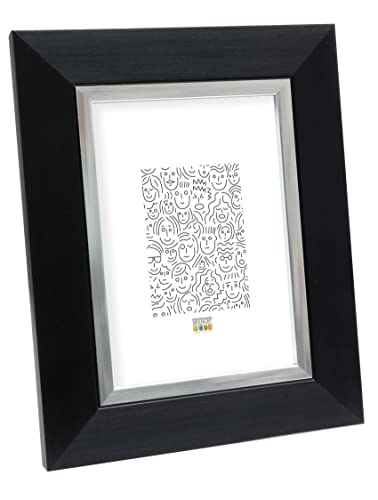 Deknudt Frames S41NH2 Bilderrahmen 15x20 Rahmen Schwarz mit Silberner Innenkante, Kunststoff Kunststoff Fotokader von Deknudt Frames