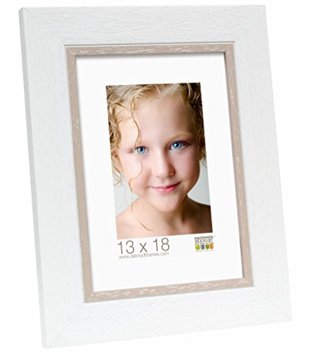 Deknudt Frames S45CF1 Bilderrahmen 14x18 Bilderrahmen Weiss, imitierte Maltechnik mit beige Innenkante, Kunststoff Kunststoff Fotokader von Deknudt Frames