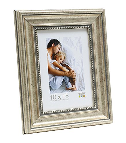 Deknudt Frames S45HD1 Bilderrahmen 40x60 Bilderrahmen Silberfarbe mit Perlenkante Kunststoff Fotokader von DEKNUDT