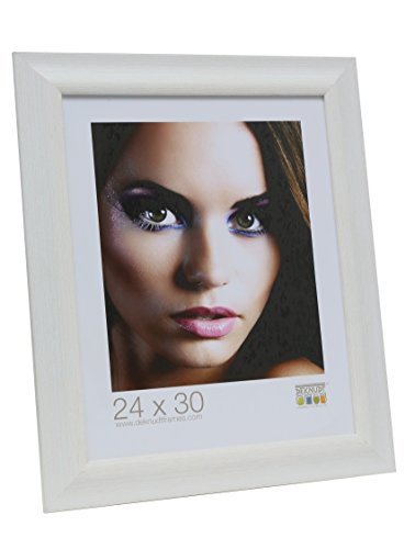 Deknudt Frames S45MF1 Bilderrahmen 40x40 Bilderrahmen Weiss, schräg abfallende Leiste, imitierte Maltechnik Kunststoff Fotokader von Deknudt Frames