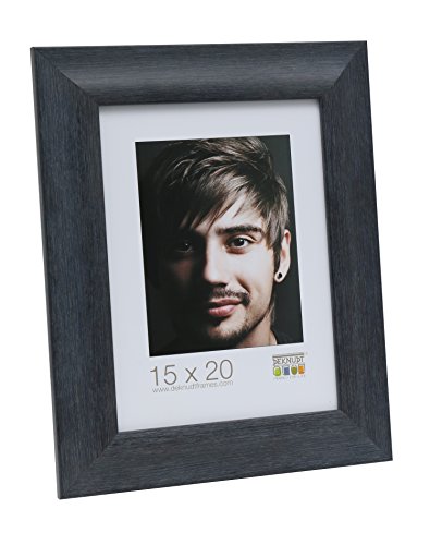 Deknudt Frames S45MF2 Bilderrahmen 24x30 Bilderrahmen schwarz, schräg abfallende Leiste, imitierte Maltechnik Kunststoff Fotokader von Deknudt Frames