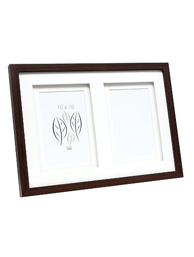 Deknudt Frames S65KQ2 Bilderrahmen 10x15 Holz Braun, doppeltes Pptt für 2 Bilder Holz Fotokader von Deknudt Frames