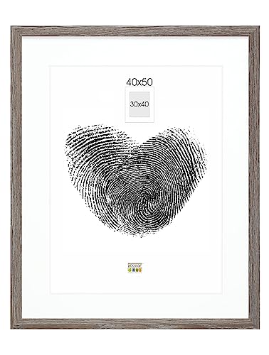 DEKNUDT FRAMES Bilderrahmen mit Passepartout - Grau Holzfarbe - S66KH3 P1 40x50cm für Bild 30x40cm - Bilderrahmen Holz MDF - Bilder aufhängen DEKNUDT FRAMES Bilderrahmen mit Passepartout - Grau Holzfarbe - S66KH3 P1 40x50cm für Bild 30x40cm - Bilderrahmen Holz MDF - Bilder aufhängen von DEKNUDT
