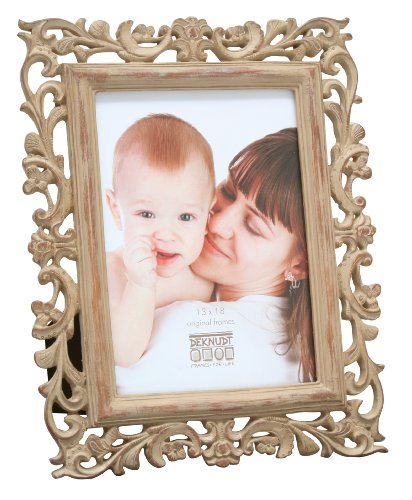 Deknudt Frames S66PG3 Fun & Deco 10x15 Bilderrahmen Beige mit Blumen und Zweigmuster Kunststoff Fun & Deco von Deknudt Frames