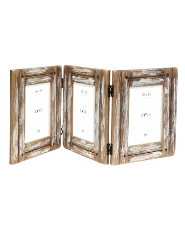 Deknudt Frames - Triptychon Bilderrahmen aus Treibholz mit weißem Finish für 3 Fotos - für Foto 10 x 15 cm - Braun - Fotorahmen - zum Aufstellen Deknudt Frames - Triptychon Bilderrahmen aus Treibholz mit weißem Finish für 3 Fotos - für Foto 10 x 15 cm - Braun - Fotorahmen - zum Aufstellen von Deknudt Frames