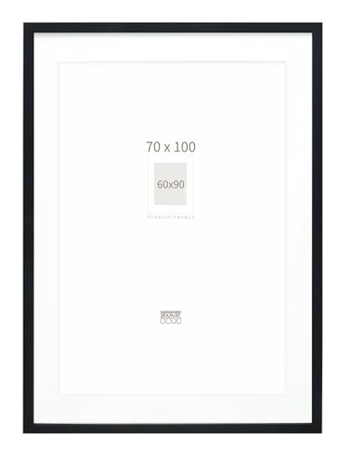 Deknudt Frames - XXL Bilderrahmen - Schwarz mit weißem Passepartout - Rahmenformat 70x100 cm - Passepartout für Format 60x90 cm - bruchsicheres Glas von Deknudt Frames