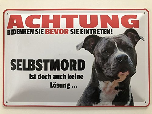 Blechschild 30 x 20 cm Achtung bedenken Sie Bevor Sie eintreten! Selbstmord ist doch auch Keine Lösung... - Deko7 von Deko 7