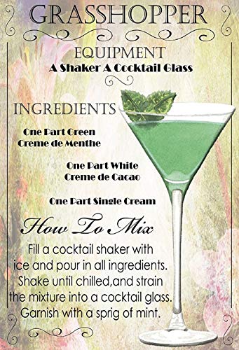Blechschild 30 x 20 cm " Grasshopper Cocktail " Deko7 von Deko 7