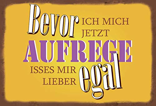 Blechschild 30 x 20 cm - Spruch - Bevor ich Mich jetzt Aufrege isses Mir Lieber egal - Deko7 von Deko 7