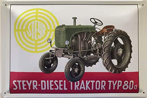 Blechschild 30 x 20 cm Traktor - Steyr Diesel Traktor Typ 80a - Deko7 von Deko 7