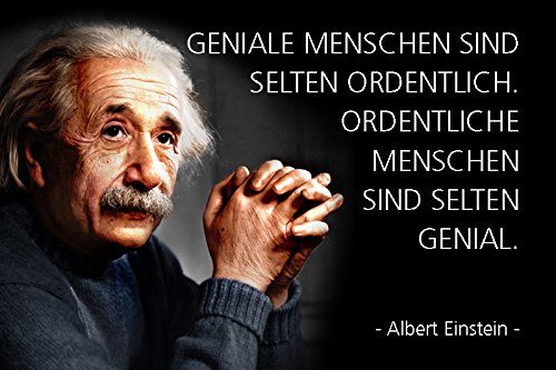 Deko 7 Blechschild 30 x 20 cm - Albert Einstein Spruch - Geniale Menschen sind selten ordentlich,... von Deko 7