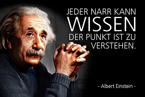 Blechschild 30 x 20 cm - Albert Einstein Spruch - Jeder Narr kann WISSEN der Punkt ist zu verstehen - Deko7 von Deko 7