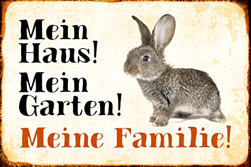Deko 7 Blechschild 30 x 20 cm Hase Mein Haus! Mein Garten! Meine Familie von Deko 7
