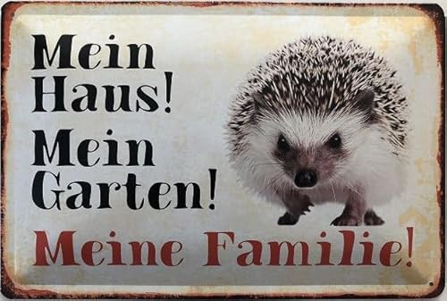 Deko 7 Blechschild 30 x 20 cm Igel Mein Haus! Mein Garten! Meine Familie von Deko 7