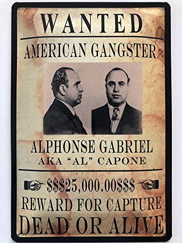 Deko 7 Blechschild 30 x 20 cm - Wanted Al Capone - American Gangster von Deko 7