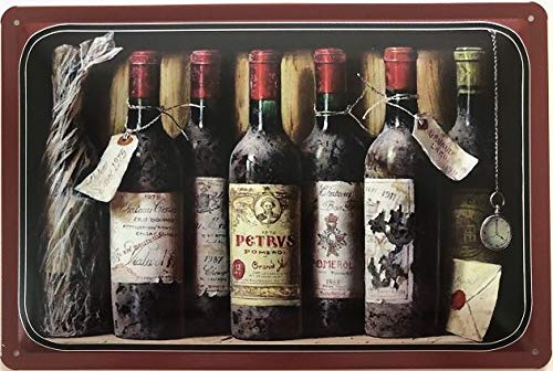 Deko 7 Blechschild 30 x 20 cm Weinkeller - alte Weinflaschen von Deko 7