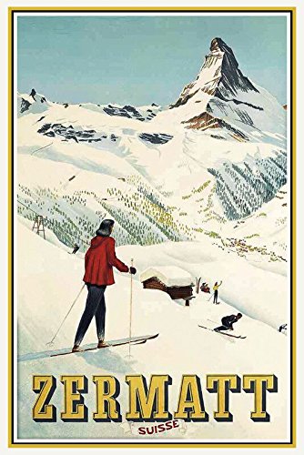 Deko 7 Blechschild Zermatt Schweiz Schifahren 30 x 20 cm von Deko 7