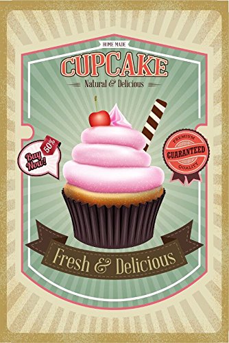 Deko7 Blechschild "Cupcake Fresh & Delicious" 30 x 20 cm von Deko 7