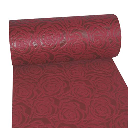 Dekoflor Tischband Tischläufer Tischdeko einzigartiges Rosen Design (Wasserfest, Lotuseffekt, samtige Oberfläche, 5 m Rolle, 30 cm Breite, 100% Nylon), Bordeaux von Deko AS GmbH