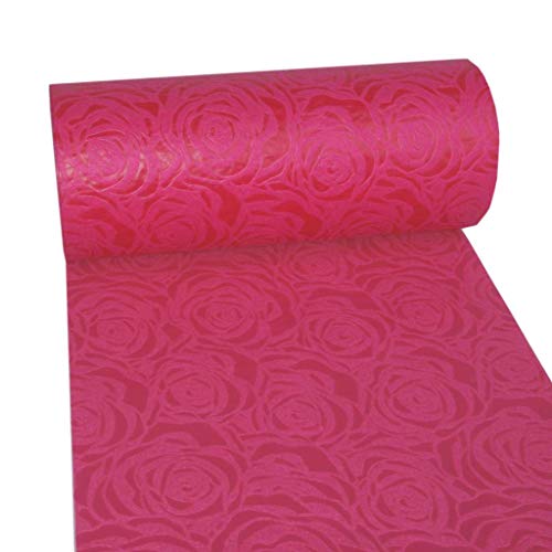 Dekoflor Tischband Tischläufer Tischdeko einzigartiges Rosen Design (Wasserfest, Lotuseffekt, samtige Oberfläche, 5 m Rolle, 30 cm Breite, 100% Nylon), Pink von Deko AS GmbH