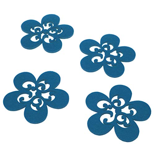Filz Untersetzer Flower - 12 Stück - Blau - Glasuntersetzer - Filzuntersetzer - Filzblumen - in der Holzbox 10 x 10 x 0,5 cm - 21058-35 von Deko AS GmbH