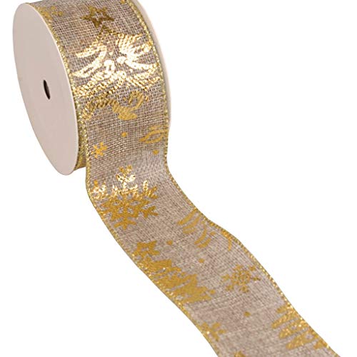 Leinenstrukturband mit Goldfoliendruck "Tanne" ca. 50mm Breite - Weihnachtsband, Dekoband - 10m Länge - col. 03 Beige-Gold - 67804-50-10-03 Leinenstrukturband mit Goldfoliendruck "Tanne" ca. 50mm Breite - Weihnachtsband, Dekoband - 10m Länge - col. 03 Beige-Gold - 67804-50-10-03 von Deko AS GmbH