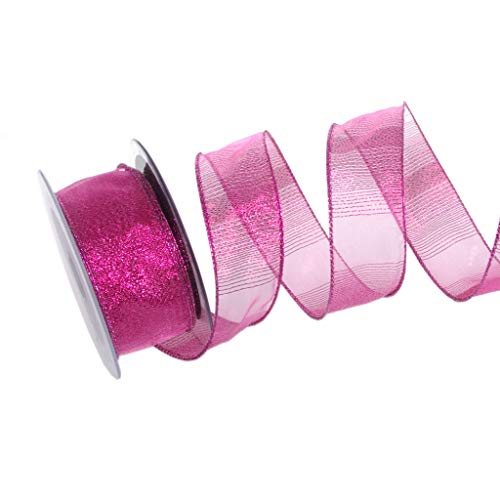 Organzaband Glamour-Stripes - Pink - mit Drahtkante - Weihnachten - Schleifenband - Dekoband - ca. 40 mm Breite - 10 m Länge - 93134-40-10-40 von Deko AS GmbH