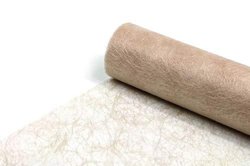 Sizoflor Tischband beige 25 Meter Rolle + 100 Deko Sterne in Silber Gratis (20cm Breite, Walnuss) von Deko AS GmbH