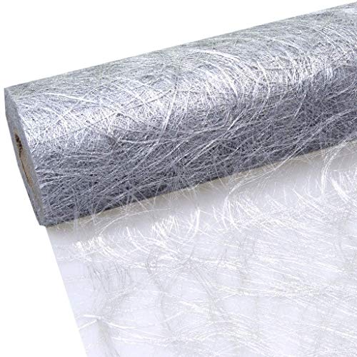 Tischläufer silber Sizoweb Tischband silver metallic 20cm breit 25 Meter Rolle + 250 Mini-Dekodiamanten Gratis (20cm Breite, Silber) von Deko AS GmbH