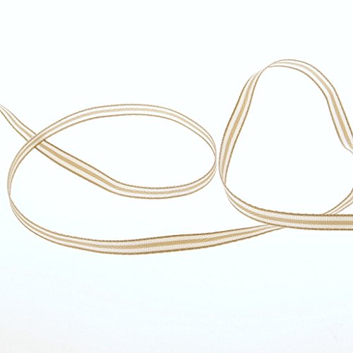 Streifenband mit Webkante 5mm - 20m - 23909 (Taupe - Weiß) von Deko AS GmbH