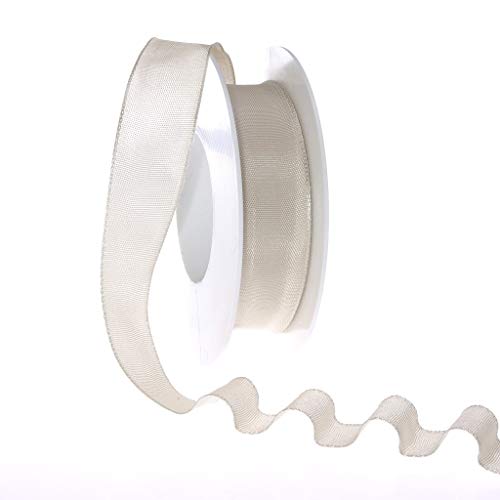 Taftband mit Drahtkante - Beige - schmal - Geschenkband - Dekoband - Schleifenband - ca. 25 mm Breite - 25 m Länge - 3330-25-25-267 von Deko AS GmbH