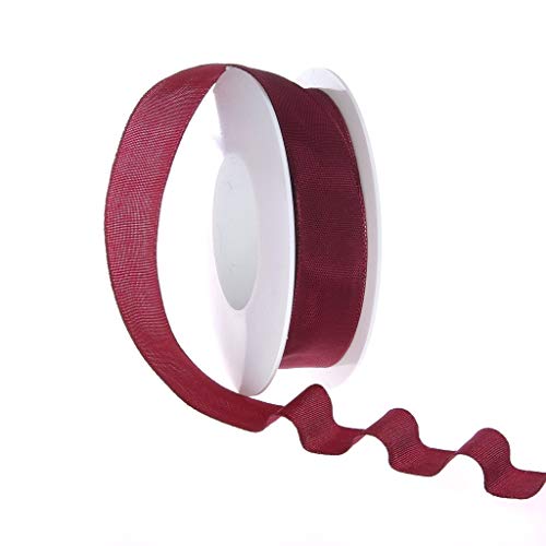 Taftband mit Drahtkante - Bordeaux - schmal - Geschenkband - Dekoband - Schleifenband - ca. 25 mm Breite - 25 m Länge - 3330-25-25-193 von Deko AS GmbH