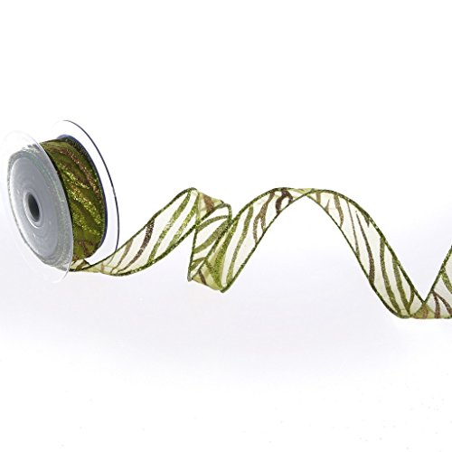 Weihnachtsband mit Wellenmuster - Grün - 25mm - 10m - 90152 60 (1,54€/m) von Deko und Band