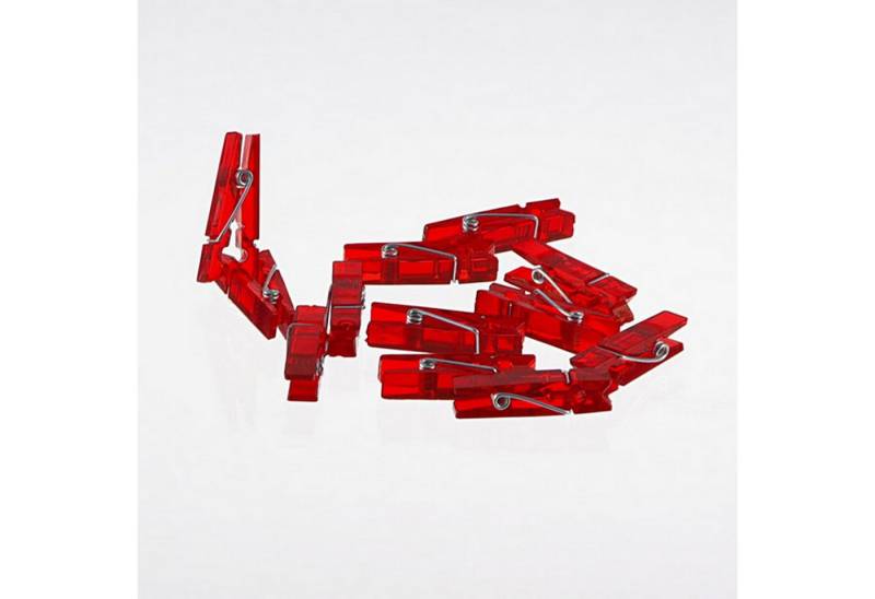 Deko AS Basteldraht Miniklammern aus transparenten Acryl - 35 mm - rot - 12 Stück - 97292 von Deko AS